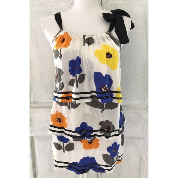 Anthropologie Tops Anthro Ric Rac Floral Tier Ruffle Halter Bow Top Poshmark